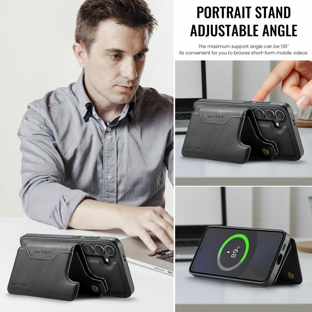 MAGKING K3 Series For Samsung Galaxy S24 FE Magnetic Case Detachable Wallet PC + TPU + PU Phone Cover