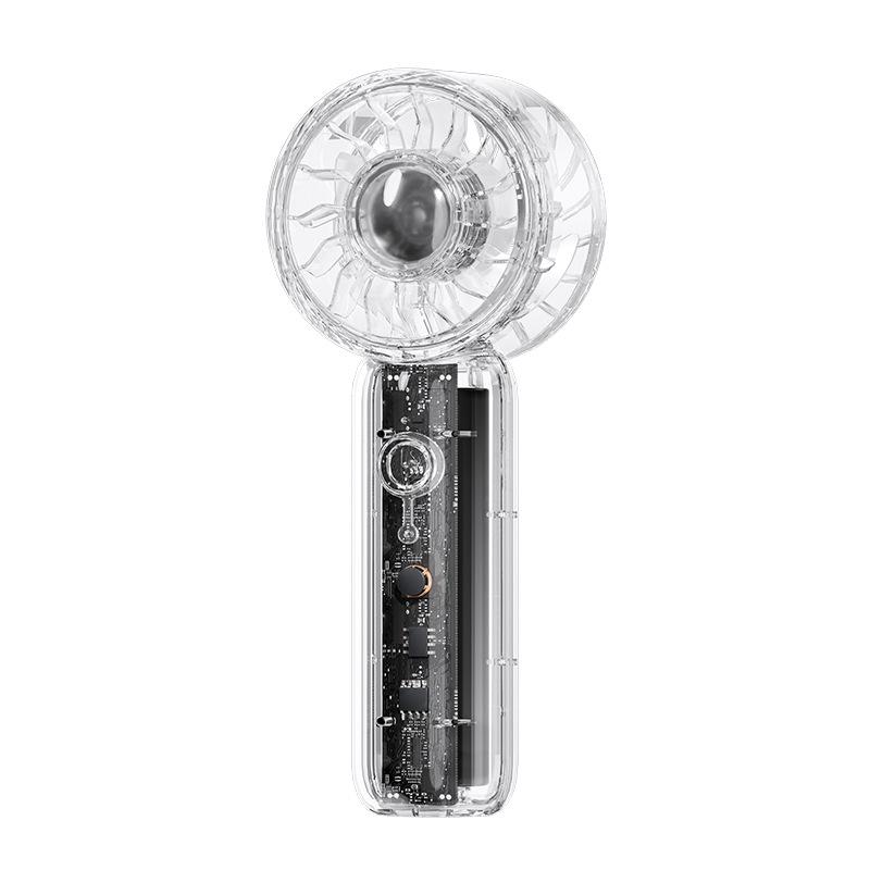 New Compact Mecha Style Transparent Handheld Fan - Portable Pocket Fan with High Wind Power for Commuting