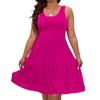 Spring and Summer Large Size Loose A-line Dress Women's Clothing Casual Commuter Sundress Solid Color Fashion Elegant Sleeveless Party Cake Dress