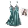 Women's Silk V-Neck Lace Trim Pajama Camisole Nightgown