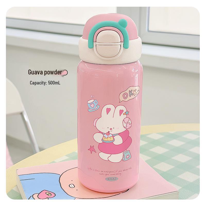 Детская мультяшная термокружка с двумя отделениями и трубочкой – Большой объем, портативная для школьников и прогулок 500ml