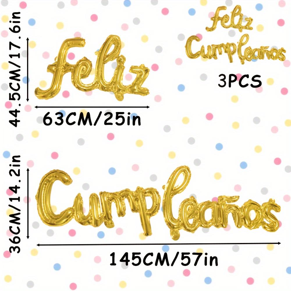 Espanhol Feliz Aniversário Balão Foil Conjunto Festa Decoração Banner 16 polegadas Parede Cenários Balão Casa Decoração Quarto Celebração Presente