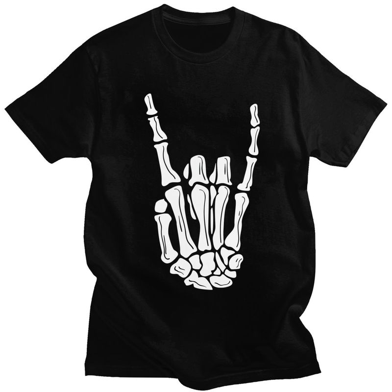 

Custom Heavy Metal Skeleton Rock Hand T Shirt for Men Tshirt Fashion Tees Short Sleeve T-shirt Clothing Gift - Men s Summer C... S разноцветный