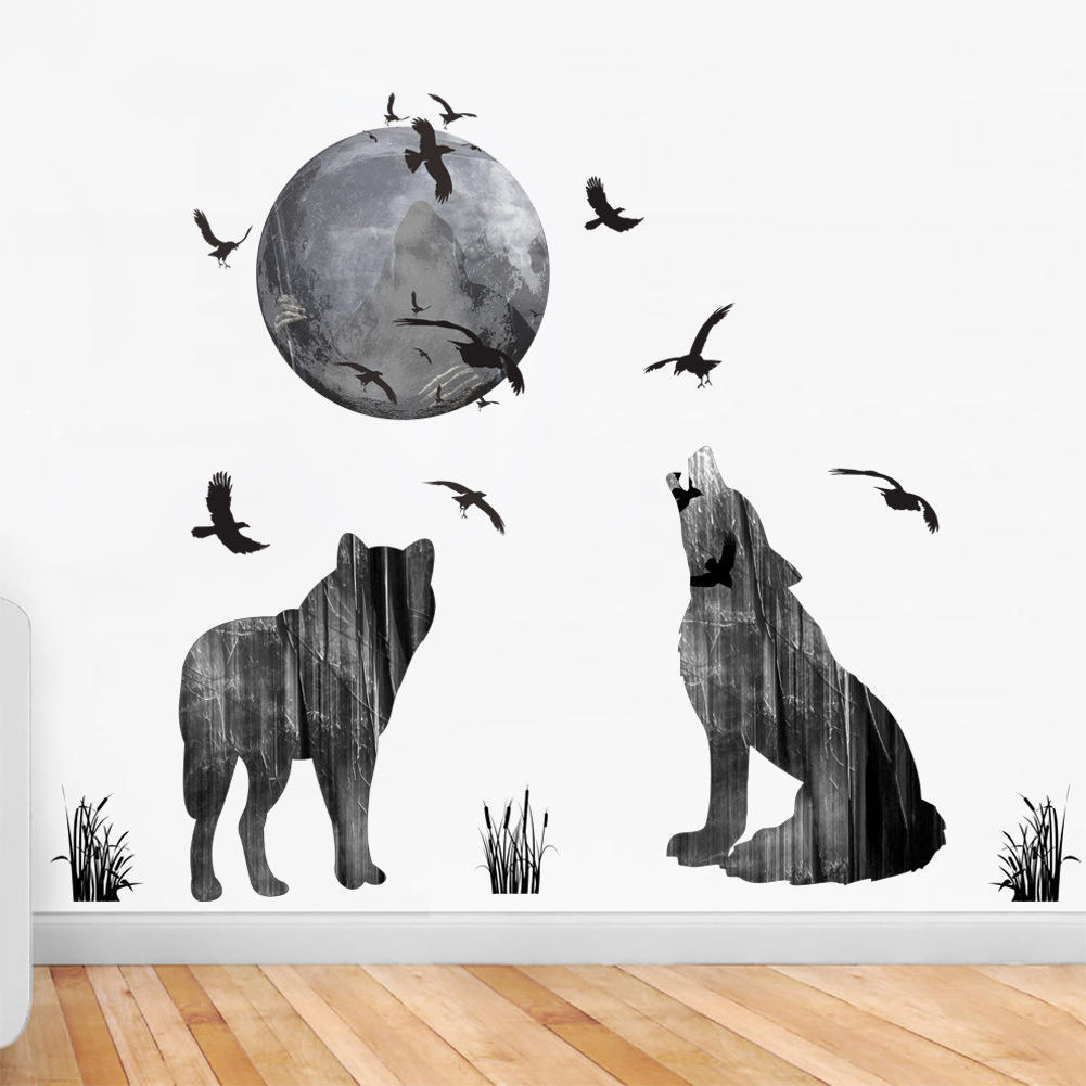 Moon Wolf Wall Sticker Living Room Bedroom Home Background Home Wall Sticker ARI