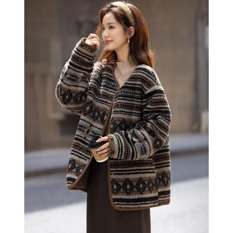 

Demana Women s Retro Striped Geometric Padded Jacket XL