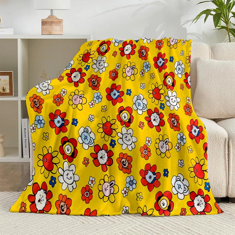 1PC Colorful Cartoon kpop Flannel Blanket Gift, Suitable for Both Men And Women, Soft Ideal for Beds And Sofa, Birthday Or Christmas Gift