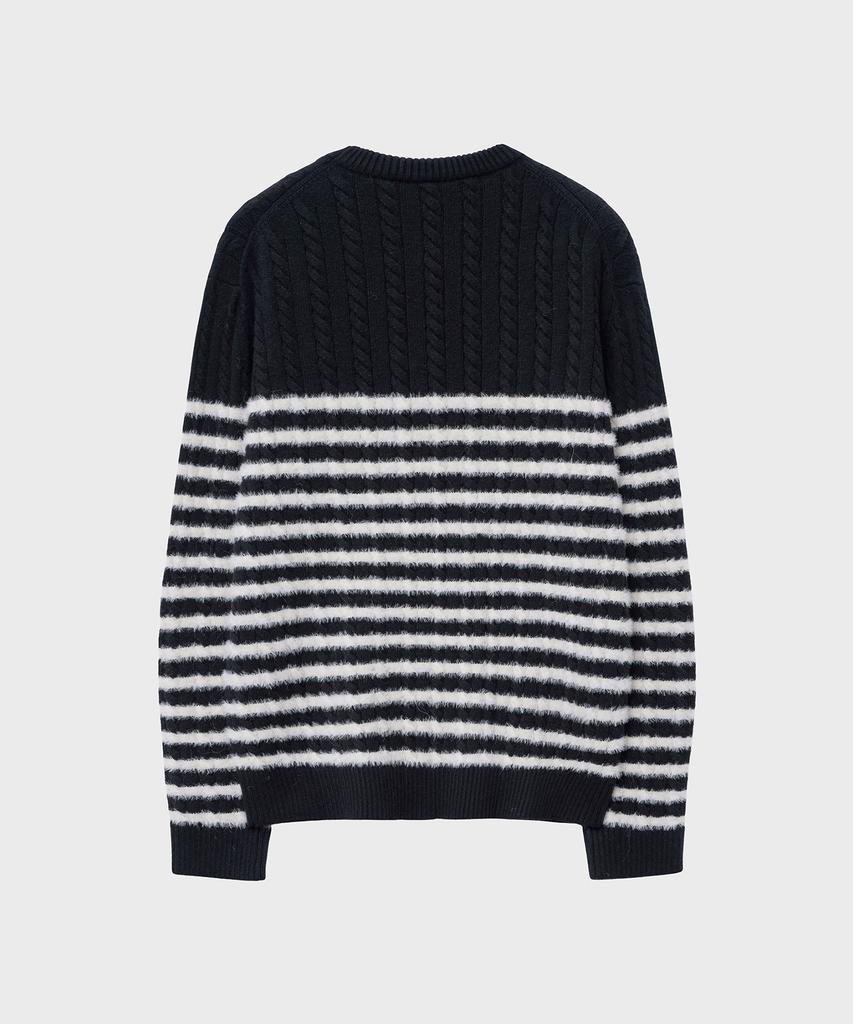 NOIRER Cable Half Stripe Knit (Black)