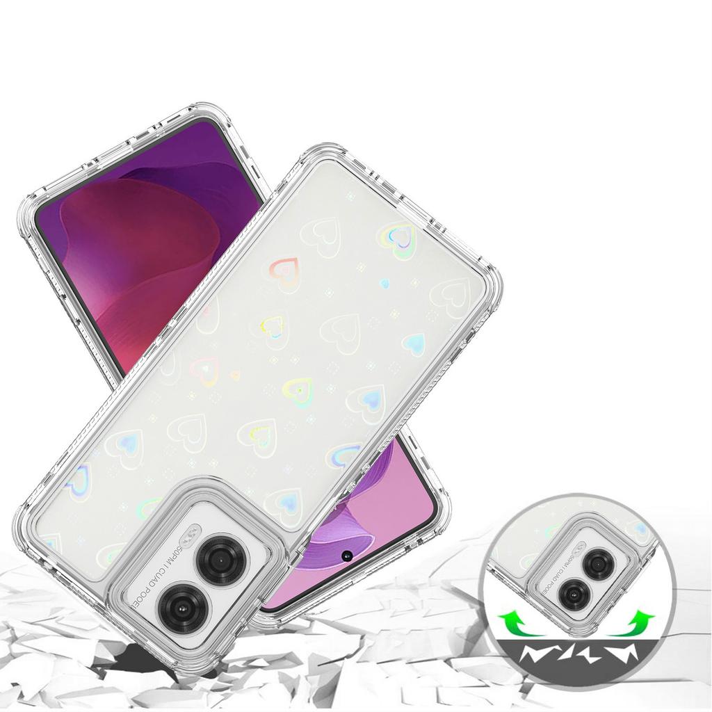 Clear Case for Motorola Moto E14 4G/G24 4G/G04 4G/G04s 4G Precise Cutouts Acrylic TPU Phone Cover with Laser-printed Film