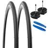 YunSCM 2-Pack, 700x25c Tires, 700x25c 25-622 Bicycle Tires + 700x25/32c Tubes, Presta Valve 60mm + Rim Tape + Tire Lever, Suitable for 700x25c Road Bi