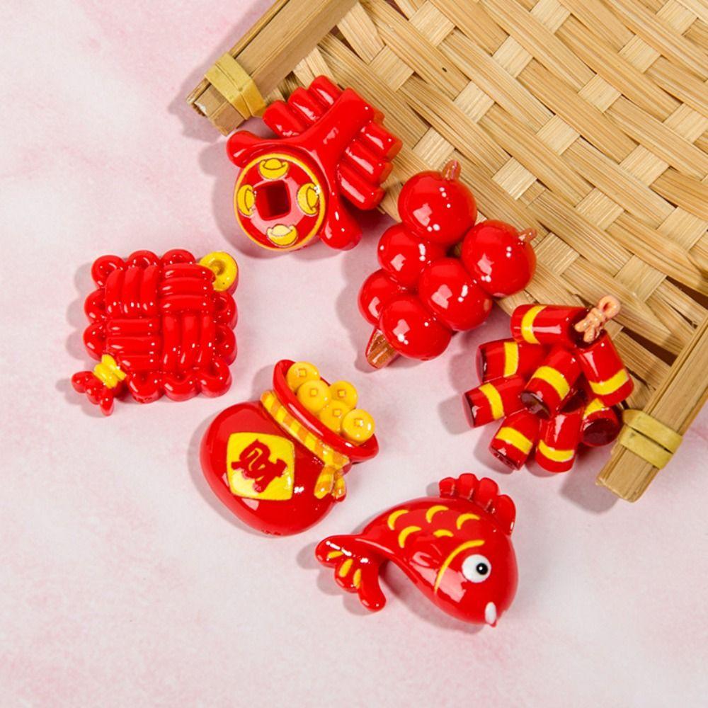 

Красная смола китайский узел DIY аксессуары Китайская красная смола DIY аксессуары для 6 шт телефонный чехол 6pcs/set