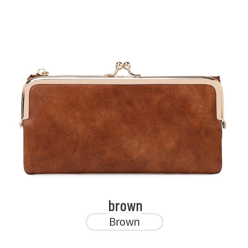 

Женский ретро кошелек-клипса, складной: Универсальный, многофункциональный кошелек для монет и клатч коричневый