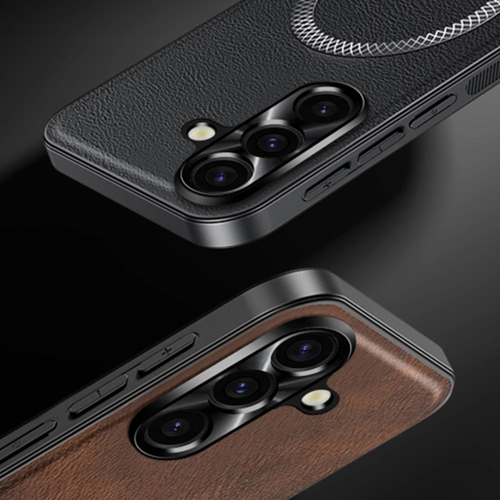 For Samsung Galaxy A16 5G/A16 4G Case Compatible with MagSafe PU TPU PC Phone Back Cover with Metal Lens Frame