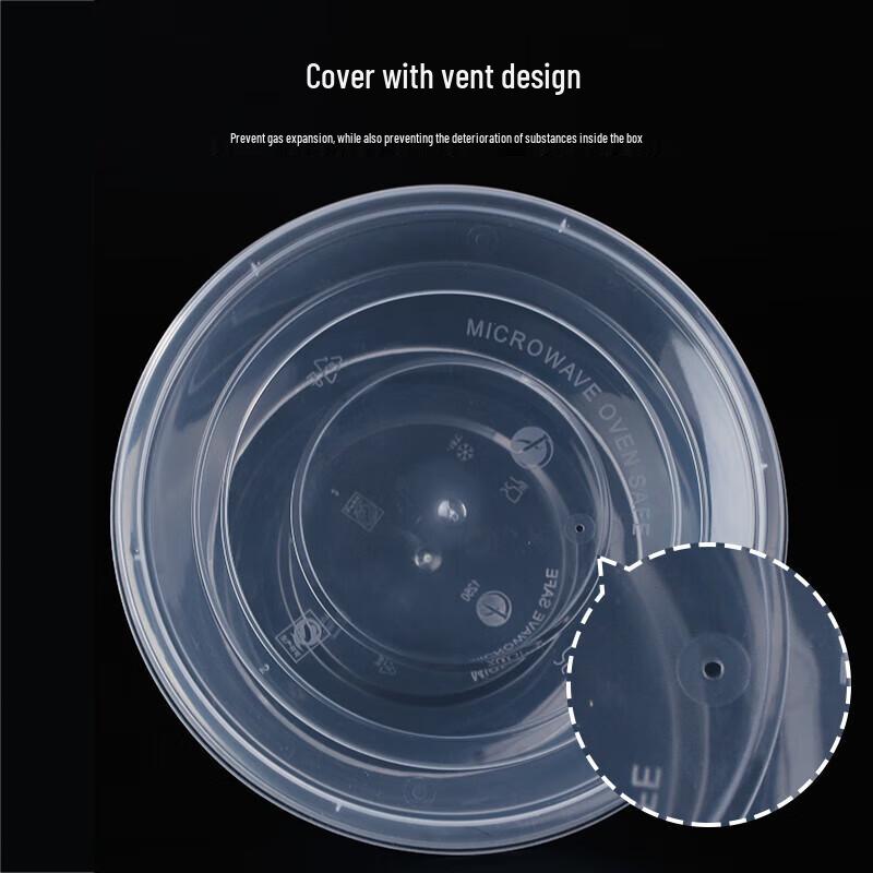 SHUANG YU Round Disposable Food Containers with Lids, 500ml (50 Sets)