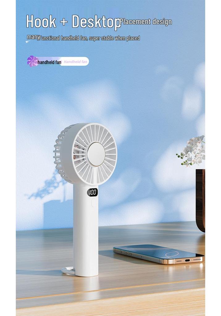 Handheld Mini Cold Compress Fan with Double Blades and Carabiner