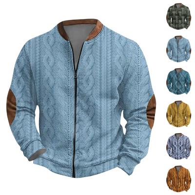 Men'S Retro Casual Sportswear With Open Zipper Sweatshirt Jacket