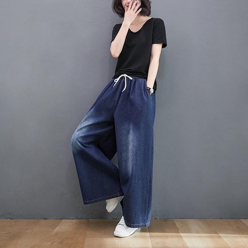 Woman's  Loose Casual Long Pants Spring Denim Wide Leg Pant