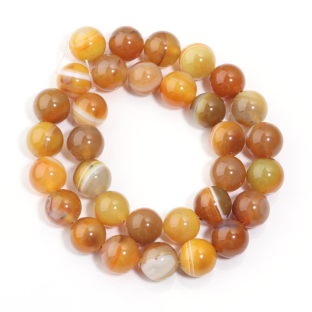 4/6/8/10/12mm Natural Orange Yellow Stripe Agate Stone Beads Round Loose Beads For Jewelry Making DIY Necklace Bracelet Supplies
