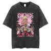 Japanese Anime One Piece Retro Washed Tshirt Men and Women Summer Harajuku YK Clothing Round Neck Short Sleeved Tshirt Unisex