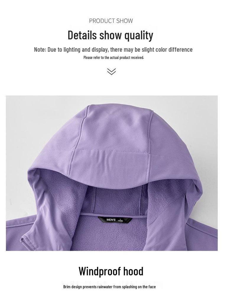 Windproof Waterproof Hooded Softshell Jacket for Outdoor Activities