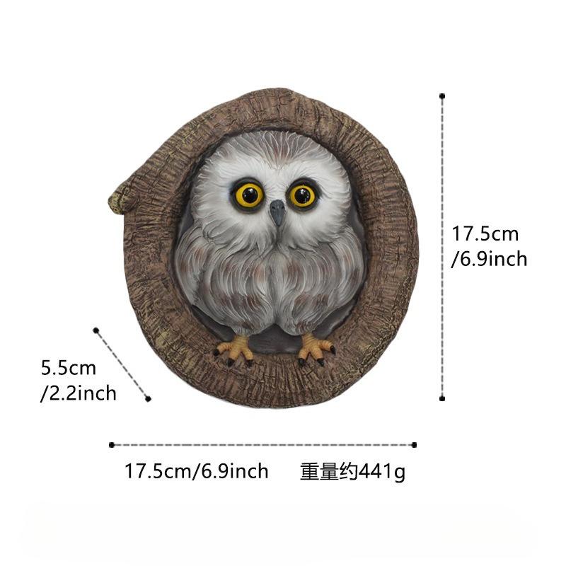 Owl pendant, creative outdoor, garden, animal tree hole, tree hanging decoration, resin crafts, ornaments