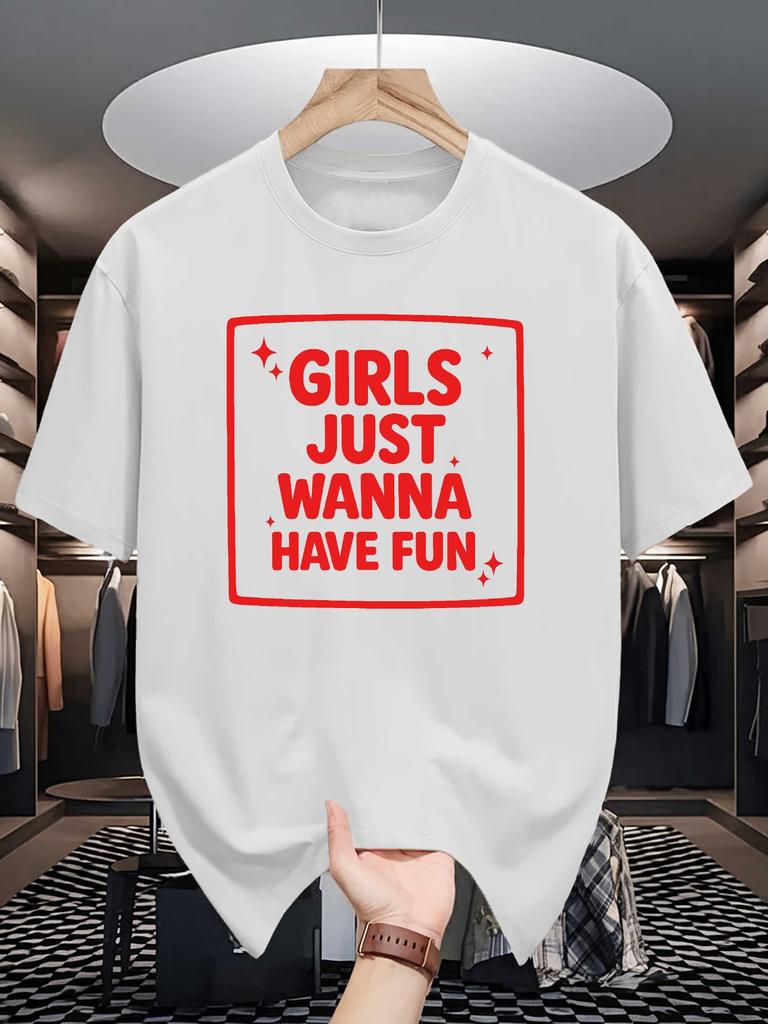 Unisex Cotton Tee Fun Letter Box Slogan Graphic Print Loose Breathable Summer Crew Neck Casual Street T Shirt Unisex Daily Wear