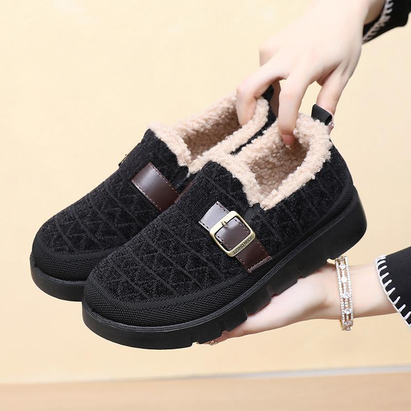 New Winter Woolen Warm Shoes for Women, Thick-soled Anti-slip Comfortable Shoes, Cotton Shoes