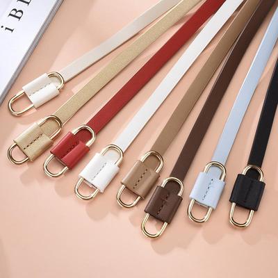 Spring/Summer Women's Simple Dress with Waist-Cinching Leather Belt