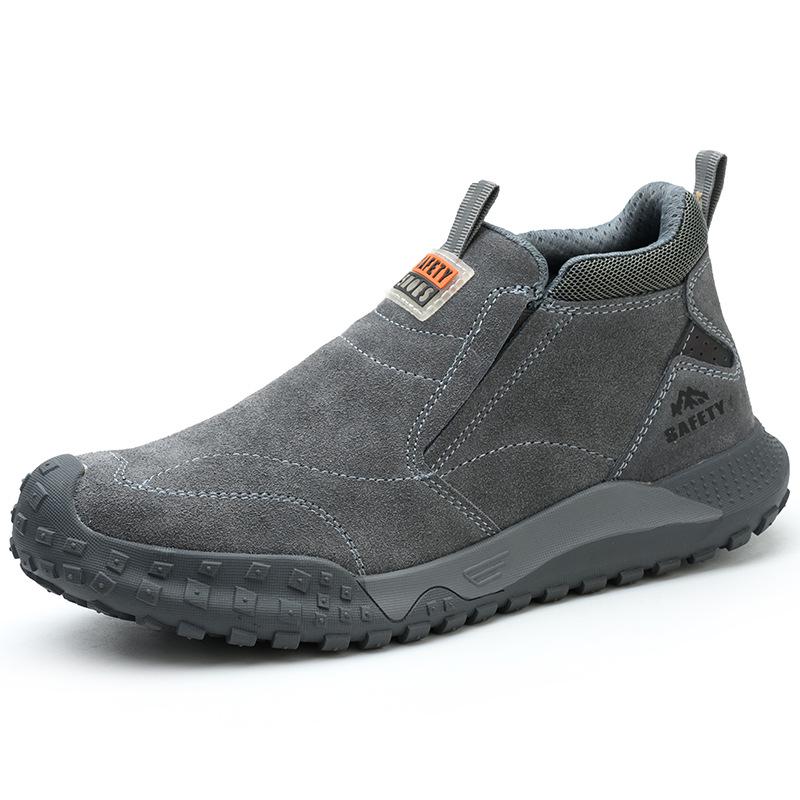 Men s Steel Toe Cap Anti-Smash Suede Welding Slip-On Work Shoes