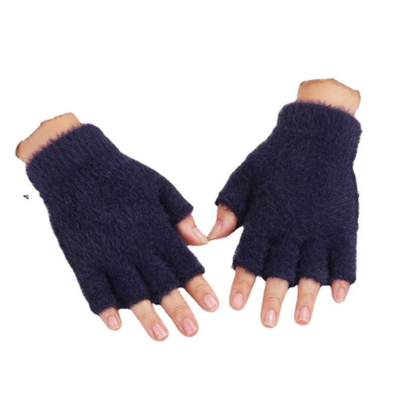 Unisex Minimalist Fingerless Knit Gloves - Warm, Touchscreen-Compatible for Autumn/Winter