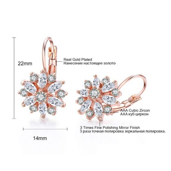 Cubic Zirconia innlagt solsikke dingle leverback øredobber Chic Lady smykker gave