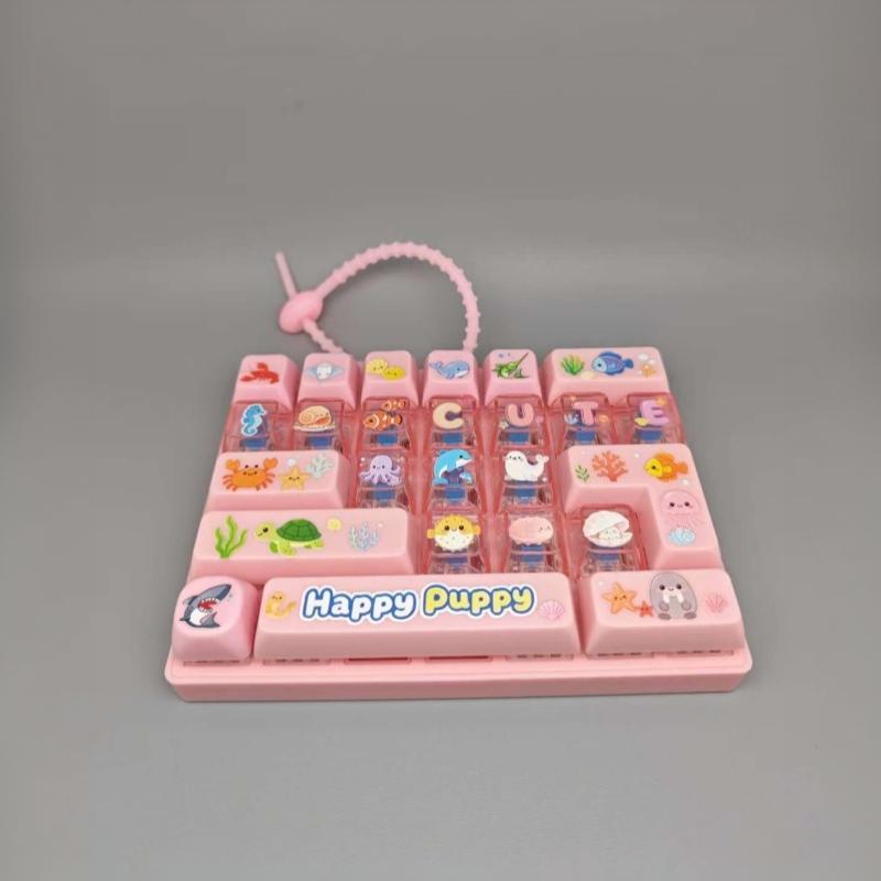 Creative 26 Keys Keyboard Stress Relief Toy Cute Cartoon Fidget Keychain Backpack Pendant for All Ages