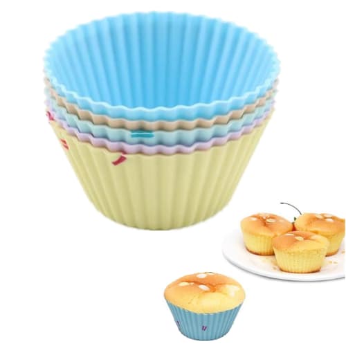 

Samcos Silicone Muffin Cups, 5 Colors, Pack of 5, Cake Molds, Baking Cups, Reusable, Cake Cups, DIY Baking Supplies, Sweets/Muffins/Home Use, Baking T