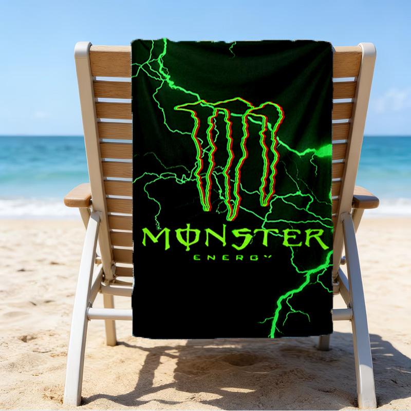Leistungsstarkes Energy-Drink-Logo Mikrofaser-Strandtuch, Leicht und Schnelltrocknend, für Sommerreisen, Strand-Essentials, Schwimmbad Outdoor