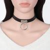 QIKEJI Choker Ladies Black Jirai Style Accessory Collar Gothic Unisex Leather Yami V Visual Kei Harajuku Cosplay Costume Fashion
