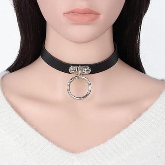 QIKEJI Choker Ladies Black Jirai Style Accessory Collar Gothic Unisex Leather Yami V Visual Kei Harajuku Cosplay Costume Fashion