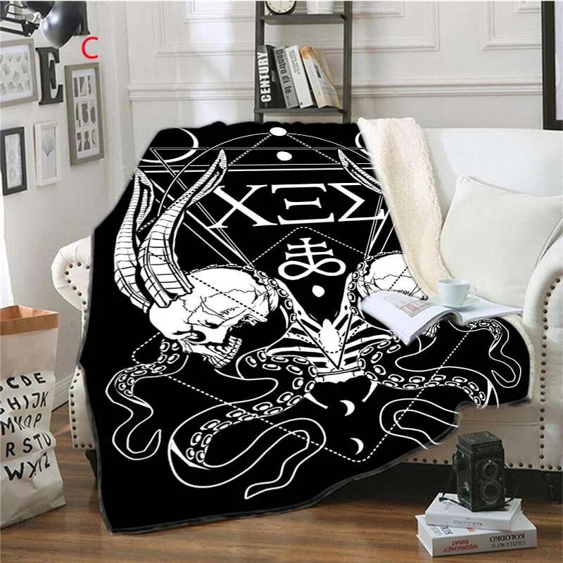 Stampa 3D Teschio Plaid Satanico Copriletto Tessili per la Casa Divano Stampa Coperta Pile Inverno Caldo Coperta Flanella Regalo di Compleanno