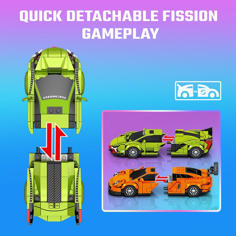 Non-Toxic Sembo Cool Fission Sports Car Assemblage Building Blocks Kits Moc Racing Vehicle Model Bricks Kids Toys For Children Christmas Gifts