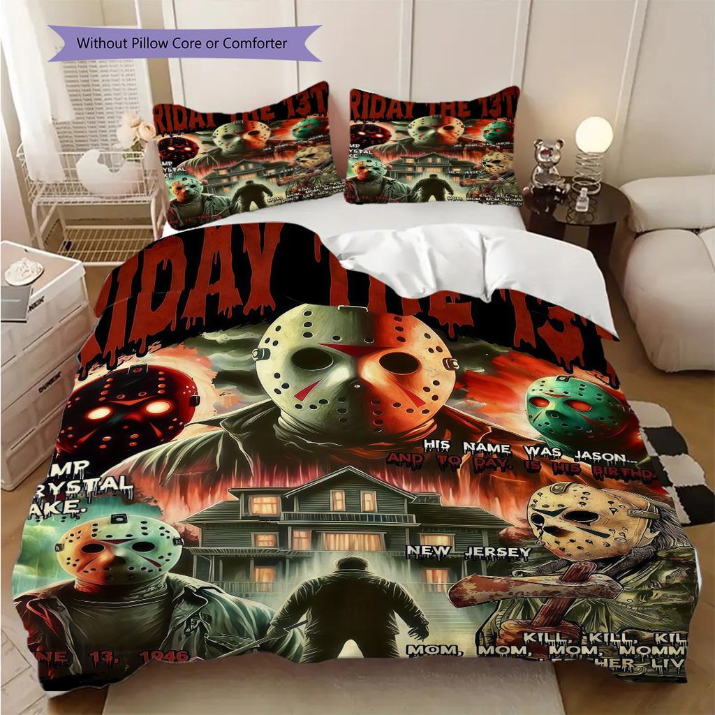 Friday 13Th Horror Movie Set Bedding 1 Duvet Cover 2 Pillowcase Without Core Bedding Set Duvet Cover And Pillowcase Christmas Birthday Gift