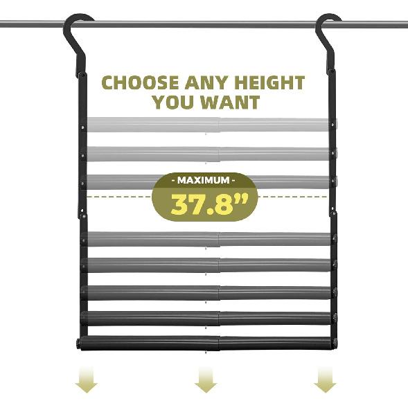 Hanging Closet Rod, 18-30In Heavy Duty Adjustable Width and Up to 38In Height Adjustable Closet Rod Extender, Double Closet Rod Hanging Bar,