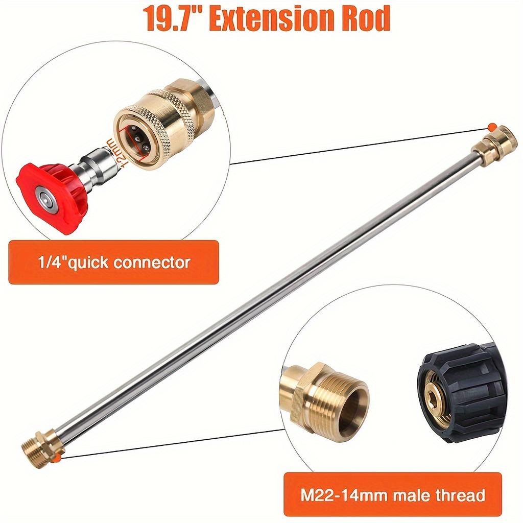 4000PSI High Pressure Car Wash Gun 40-inch with M22-14 Brass Valve & 1/4" Quick Connect 5 Nozzles for Trucks/Pickup Cleaning