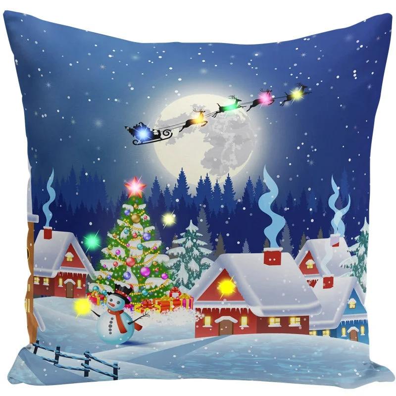Led Christmas Pillowcase Cartoon Plant Creative Printing Luminous Cushion Cover Home Sofa Table Chair Decoration Pillow Cases