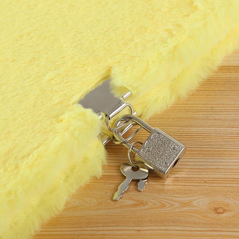 New A5 Creative Lovely Student Plush Diary Book Notebook with Lock School Gift