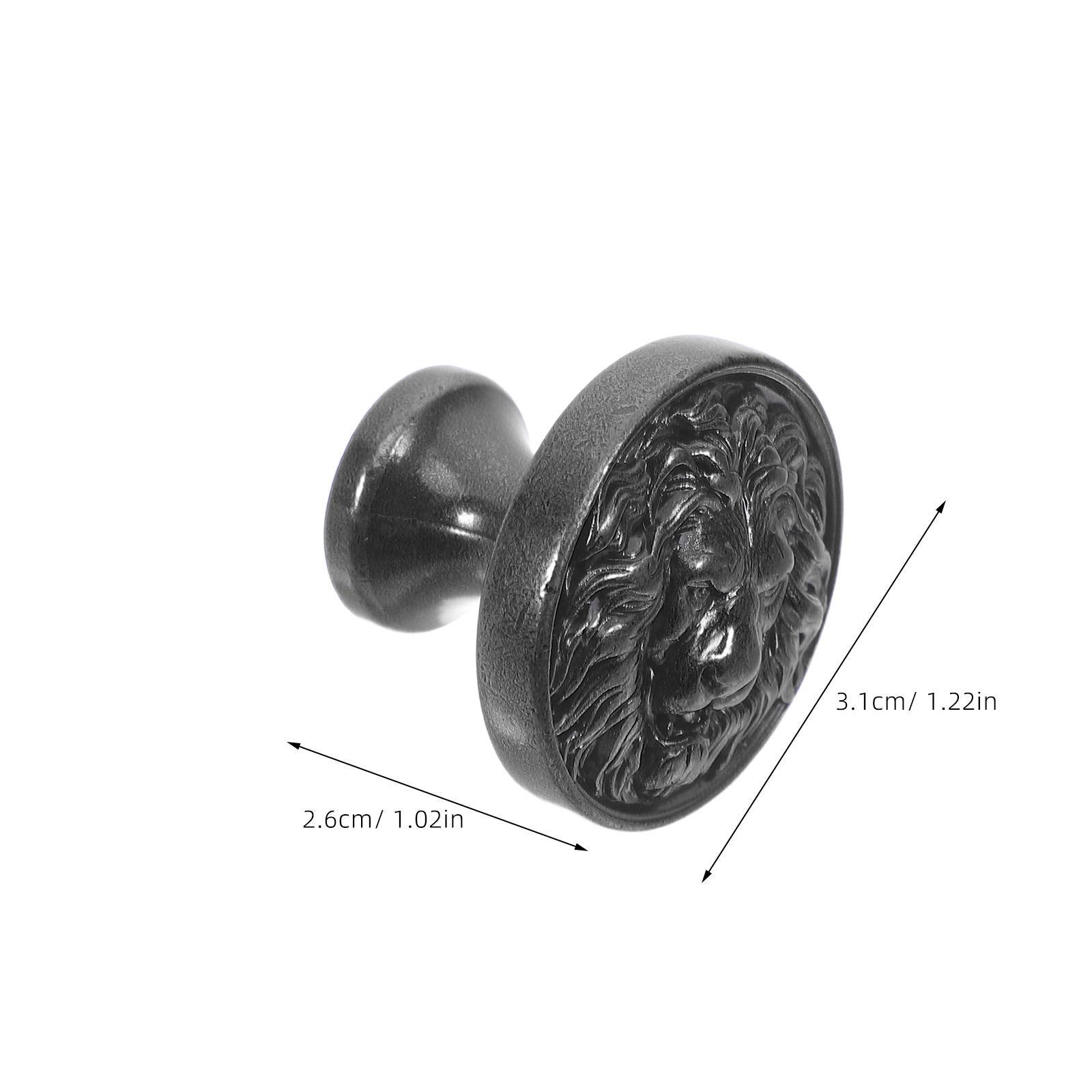 

3Pcs Lion Head Knobs Zinc Alloy Vintage Cabinet Drawer Pull Handles for Kitchen Wardrobe Dresser Furniture Retro Decor Smooth темно-сірий колір