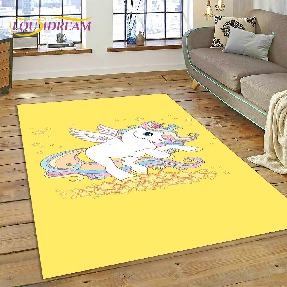 3D Cartoon Cute Unicorn Animal Carpet Rug for Home Living Room Bedroom Sofa Doormat Decor,Child Play Area Rug Non-slip Floor Mat