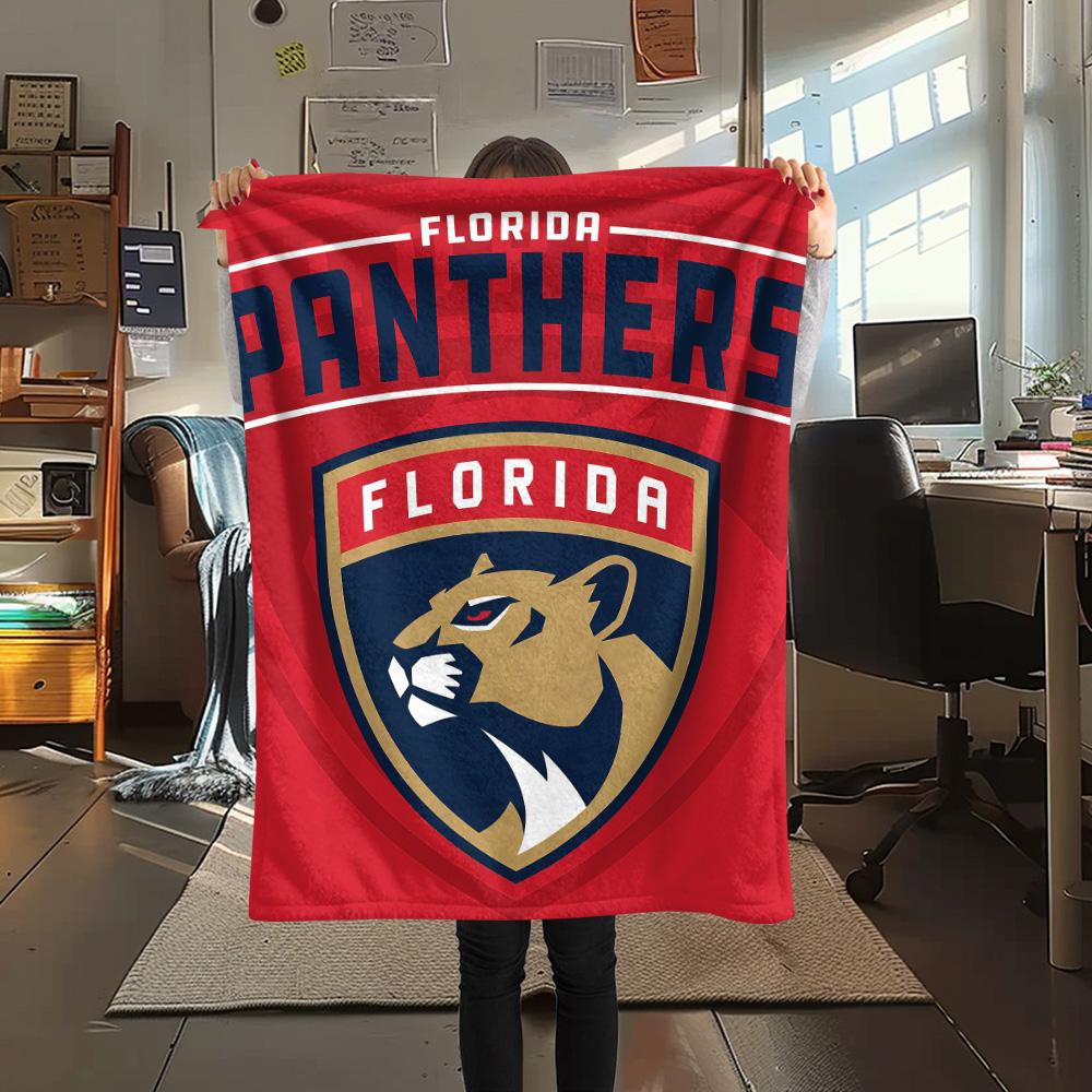 Florida Panthers Print Flannel Blanket High Quality Warm Comfortable Cover for All Seasons Perfect for Gifts Home Decor
