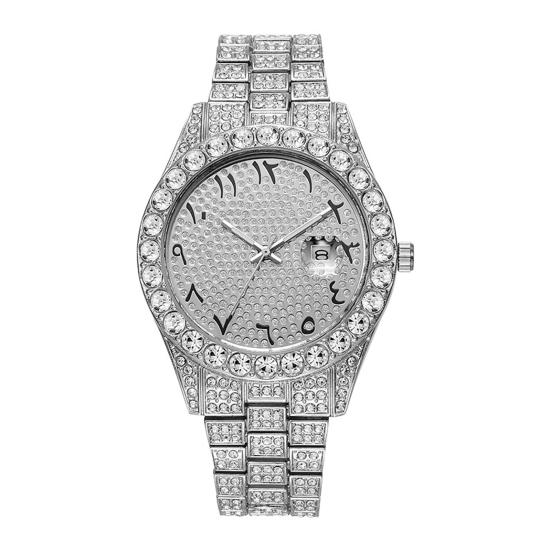 Orologio da polso unisex al quarzo analogico con datario Quadrante con strass scintillanti Orologio da polso per uso quotidiano, in ufficio, alle feste