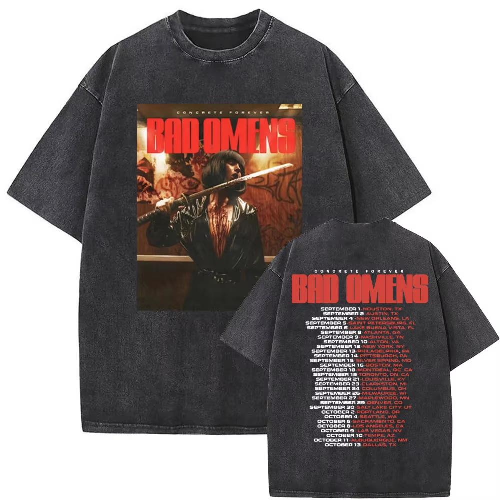 Washed Vintage Rock Band Bad Omens Graphic Tshirt Do You Feel Love Tour 2026 T Shirt Men Women Casual Oversized Cotton Tshirts