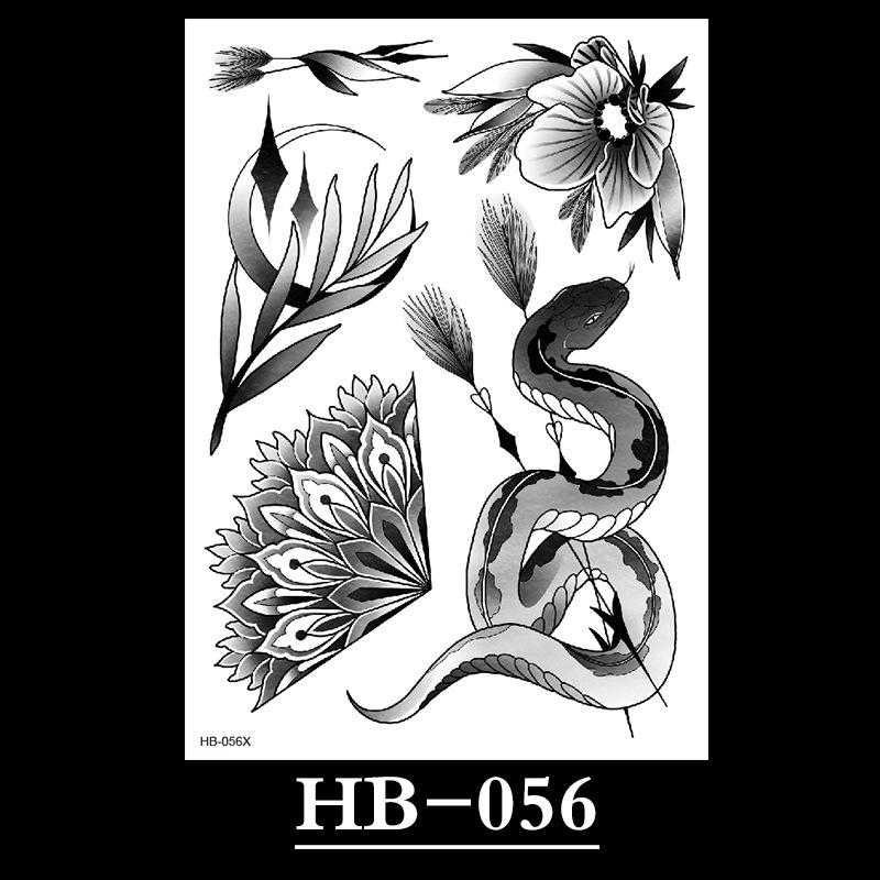 Flower Sketch Tattoo Sticker, Black And White Half Arm Tattoo Sticker, Waterproof And Sweat Proof Tattoo