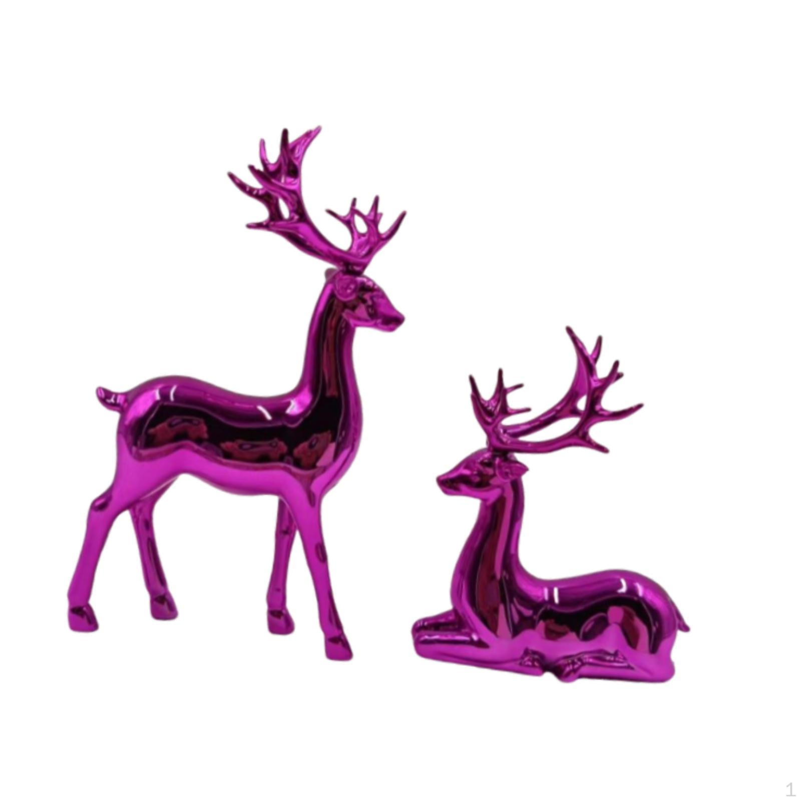 

2 Christmas Reindeer Figures, Decorations, Deer Sculptures, Statues for Display Case violent