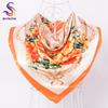 [BYSIFA] China Silk Scarf Shawl For Women  Winter Peony Chain Design Large Square Scarves Wraps Spring Autumn Head Scarves